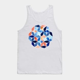 Mosaic Marble Blues & Rustic Reds Tank Top